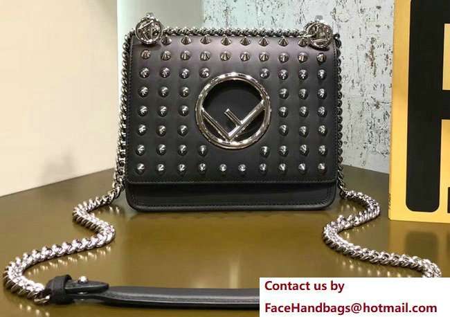 Fendi Mini Kan I F Logo Bag Studs Black 2018 Fendi Mini Kan I F Logo Bag Studs Black 2018