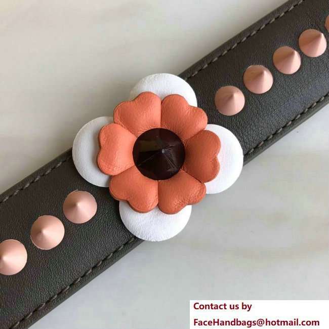 Fendi Mini Short Shoulder Strap You Flowers And Studs Coffee 2018 - Click Image to Close