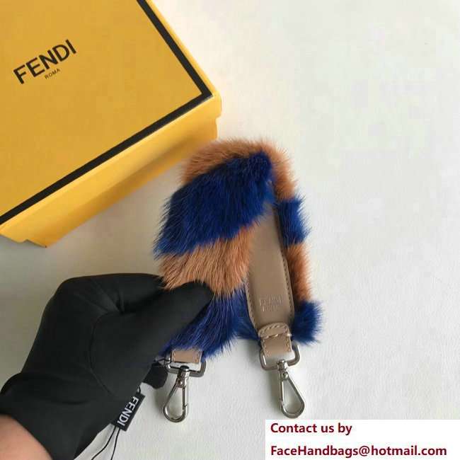 Fendi Mini Short Shoulder Strap You Mink Fur Blue/Brown 2018 - Click Image to Close