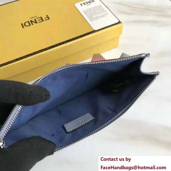 Fendi Plexiglass Rainbow Studs Leather Flat Pouch Clutch Bag Baby Blue 2018 - Click Image to Close