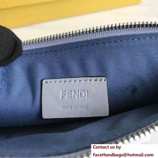 Fendi Plexiglass Rainbow Studs Leather Flat Pouch Clutch Bag Baby Blue 2018