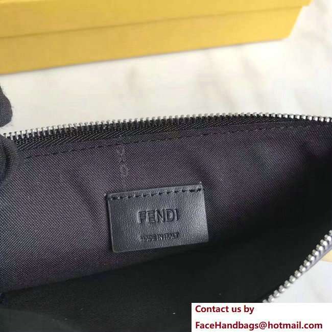Fendi Plexiglass Rainbow Studs Leather Flat Pouch Clutch Bag Black 2018
