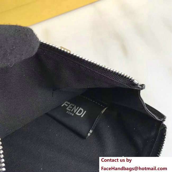Fendi Plexiglass Rainbow Studs Leather Flat Pouch Clutch Bag Black 2018
