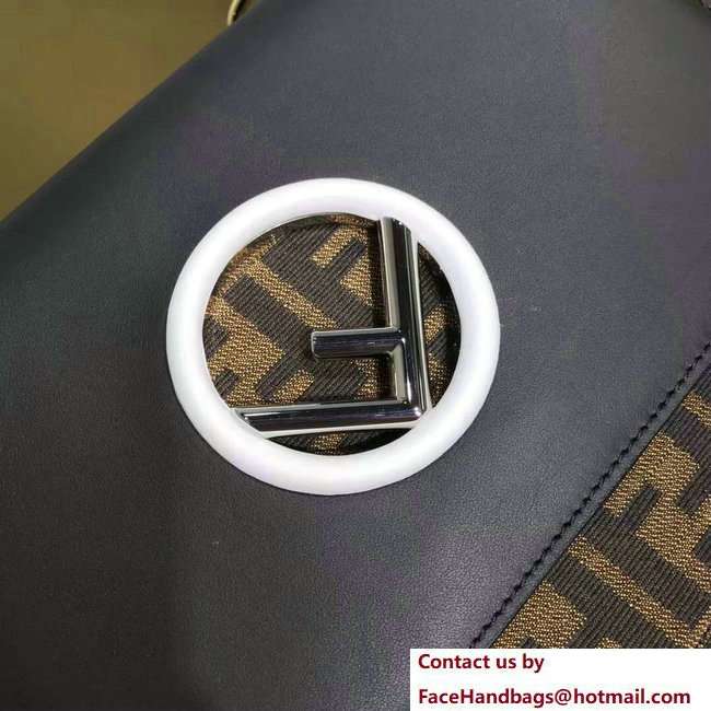 Fendi Printed FF Medium Kan I F Logo Bag Black/Canvas 2018 - Click Image to Close