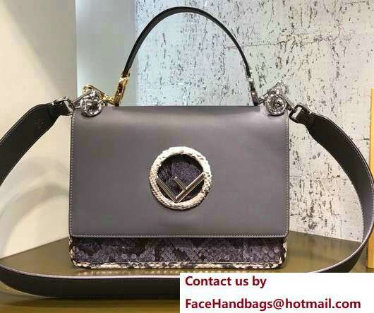 Fendi Python Medium Kan I F Logo Bag Gray 2018 Fendi Python Medium Kan I F Logo Bag Gray 2018