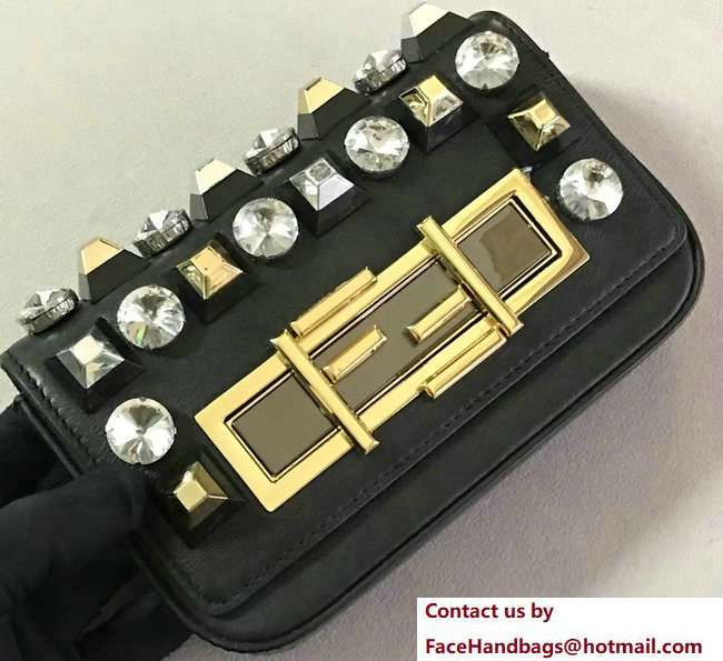 Fendi Rotating Hardware 3Baguette Mini Bag Studs and Crystals Black 2018 Fendi Rotating Hardware 3Baguette Mini Bag Studs and Crystals Black 2018