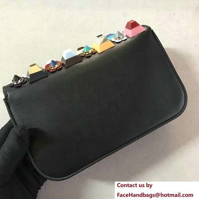 Fendi Rotating Hardware 3Baguette Mini Bag Studs and Flower Black 2018