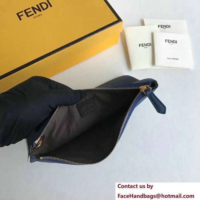 Fendi Triplette Leather Pouch Clutch Bag Blue 2018 - Click Image to Close