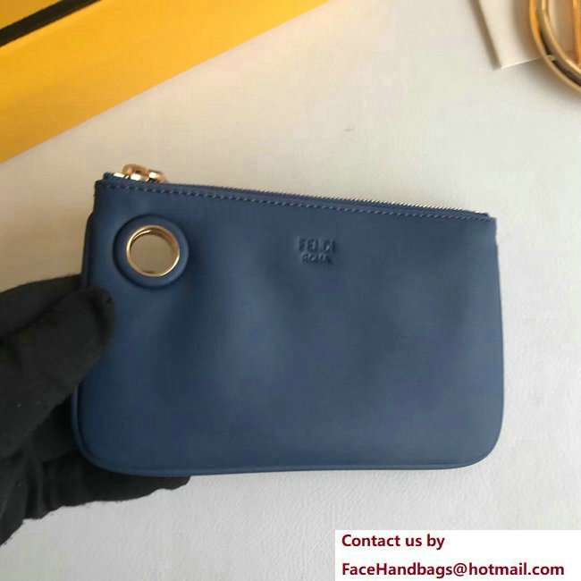 Fendi Triplette Leather Pouch Clutch Bag Blue/Cyan/Beige 2018 - Click Image to Close