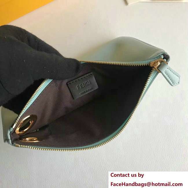 Fendi Triplette Leather Pouch Clutch Bag Blue/Cyan/Beige 2018 - Click Image to Close