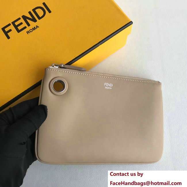 Fendi Triplette Leather Pouch Clutch Bag Fringing Yellow/Beige/Caramel 2018 - Click Image to Close
