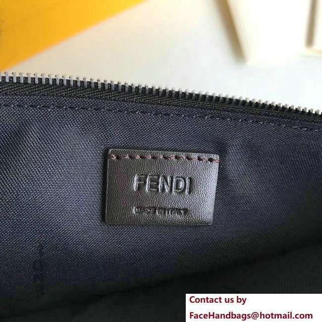 Fendi Triplette Leather Pouch Clutch Bag Metal Studs Black 2018