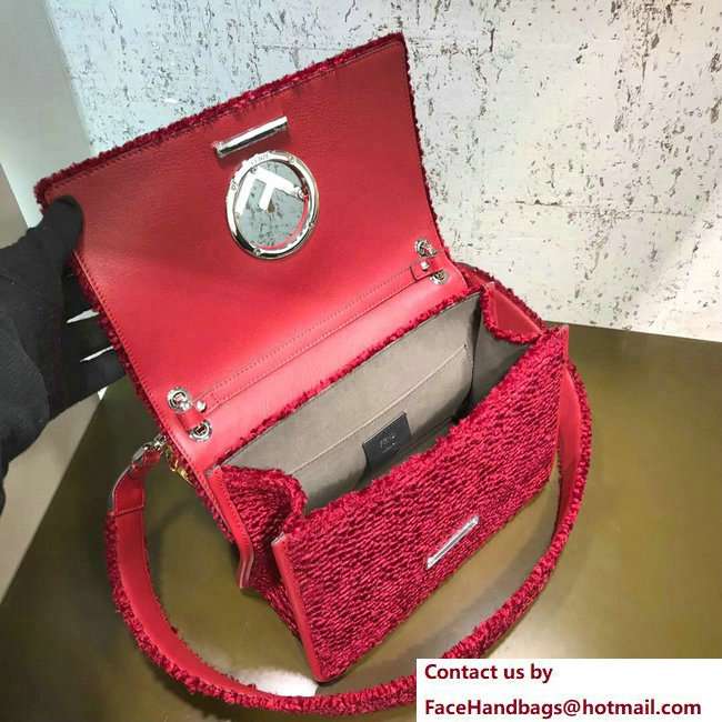 Fendi Velvet Medium Kan I F Logo Bag Red 2018 - Click Image to Close