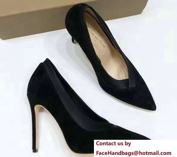 Gianvito Rossi Heel 10.5cm Suede Pumps Black 2018 Gianvito Rossi Heel 10.5cm Suede Pumps Black 2018