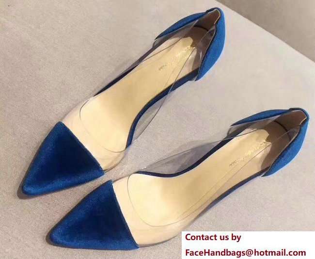 Gianvito Rossi Heel 9.5cm Velvet Plexi Pumps Blue 2018 Gianvito Rossi Heel 9.5cm Velvet Plexi Pumps Blue 2018