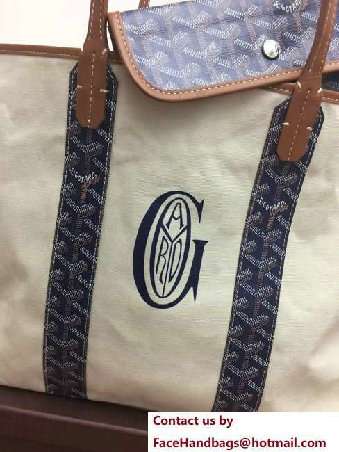 Goyard Logo Print Saint Louis Pertuis Reversible Tote Beach PM/GM Bag Dark Blue - Click Image to Close