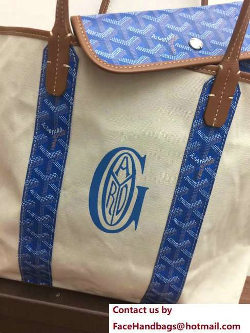 Goyard Logo Print Saint Louis Pertuis Reversible Tote Beach PM/GM Bag Sky Blue