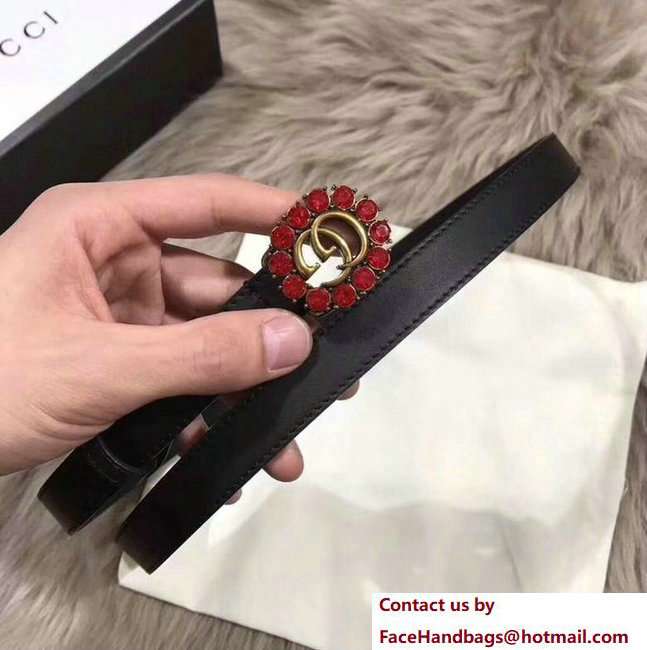 Gucci 2cm belt black with red crystals buckle 2018