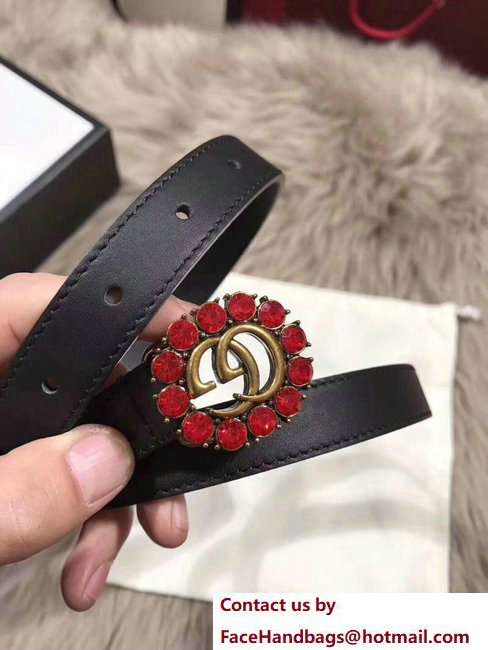Gucci 2cm belt black with red crystals buckle 2018 - Click Image to Close