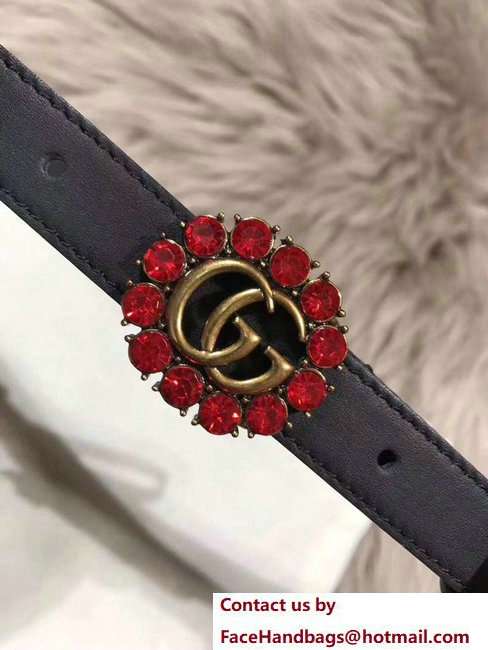 Gucci 2cm belt black with red crystals buckle 2018 - Click Image to Close