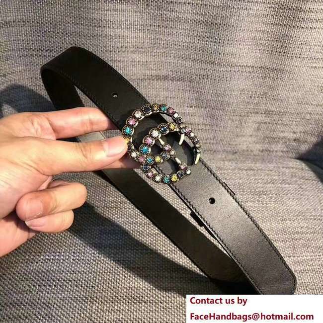 Gucci 3cm belt black with multicolor crystals buckle 2018 - Click Image to Close