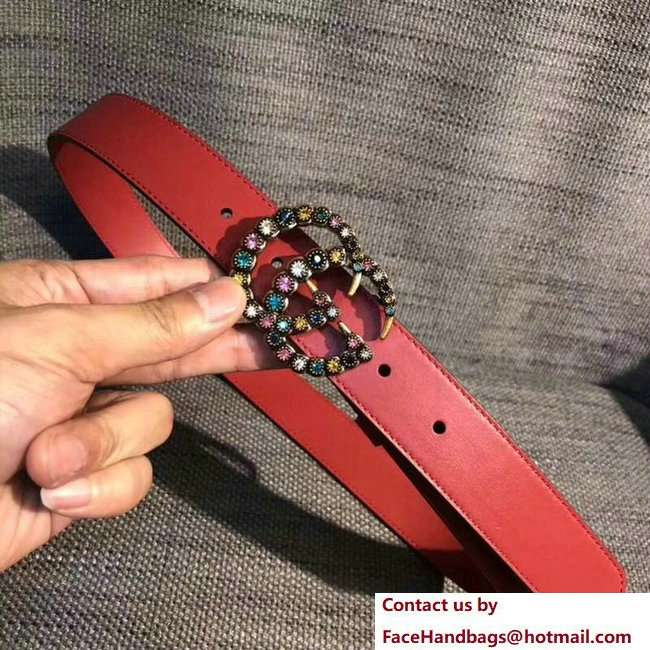 Gucci 3cm belt red with multicolor crystals buckle 2018 - Click Image to Close