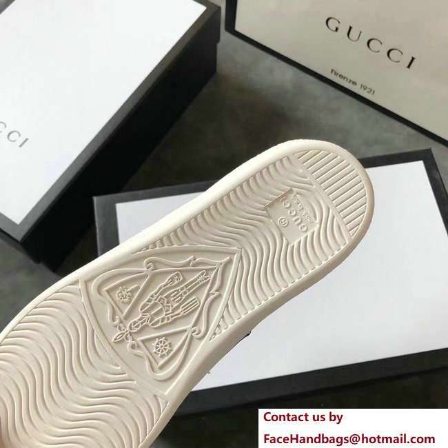 Gucci Ace Leather Low-Top Lovers Sneakers Web Signature Light Green 2018 - Click Image to Close