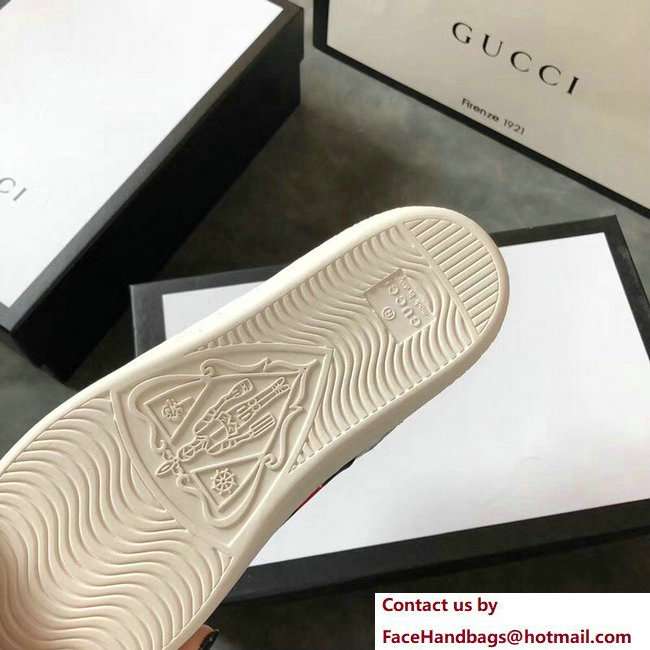Gucci Ace Leather Low-Top Lovers Sneakers Web Star Silver 2018 - Click Image to Close
