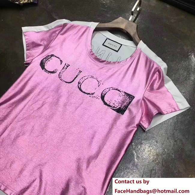 Gucci Blind For Love T-shirt Pink/White 2018 - Click Image to Close