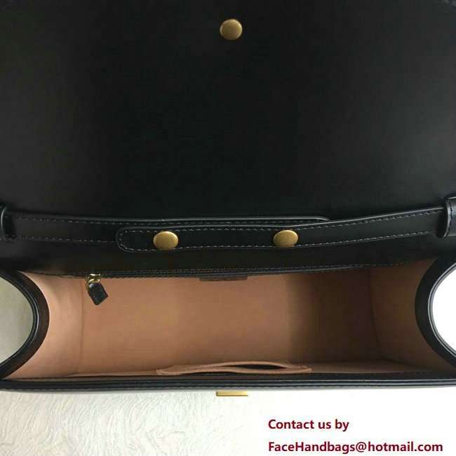 Gucci Broche Medium Beetle Print Top Handle Bag 466434 Black 2018 - Click Image to Close
