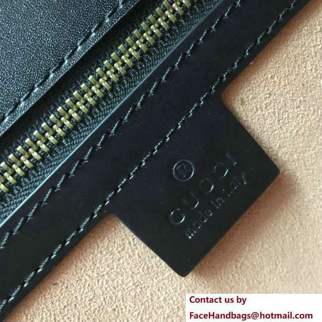 Gucci Broche Medium Beetle Print Top Handle Bag 466434 Black 2018 - Click Image to Close