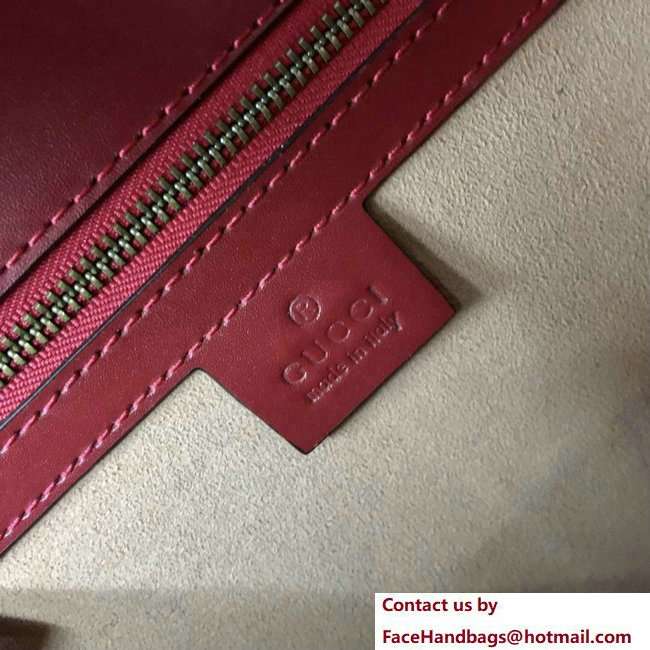 Gucci Broche Medium Beetle Print Top Handle Bag 466434 Dark Red 2018 - Click Image to Close