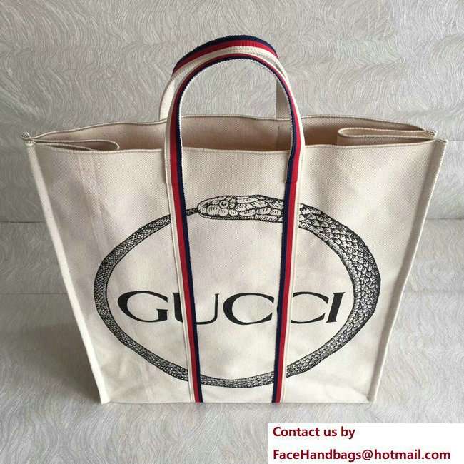 Gucci Cotton Canvas Ouroboros Print Tote Bag 484690 2018