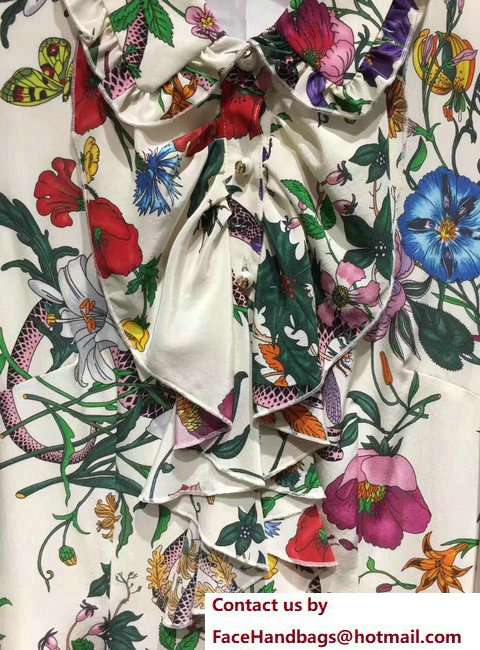 Gucci Flora Snake Print Silk Dress 2018