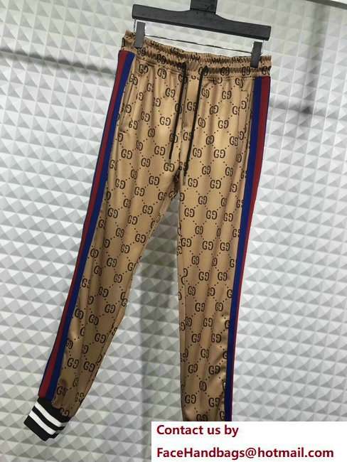 Gucci GG Jacquard Cotton Jacket And Pant Suit Beige/Brown 2018 - Click Image to Close
