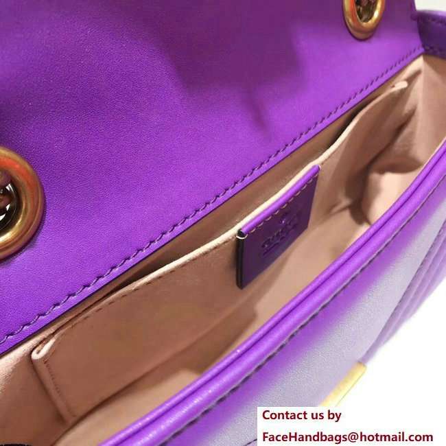 Gucci GG Marmont Matelasse Chevron Mini Chain Shoulder Bag 446744 Purple 2018 - Click Image to Close