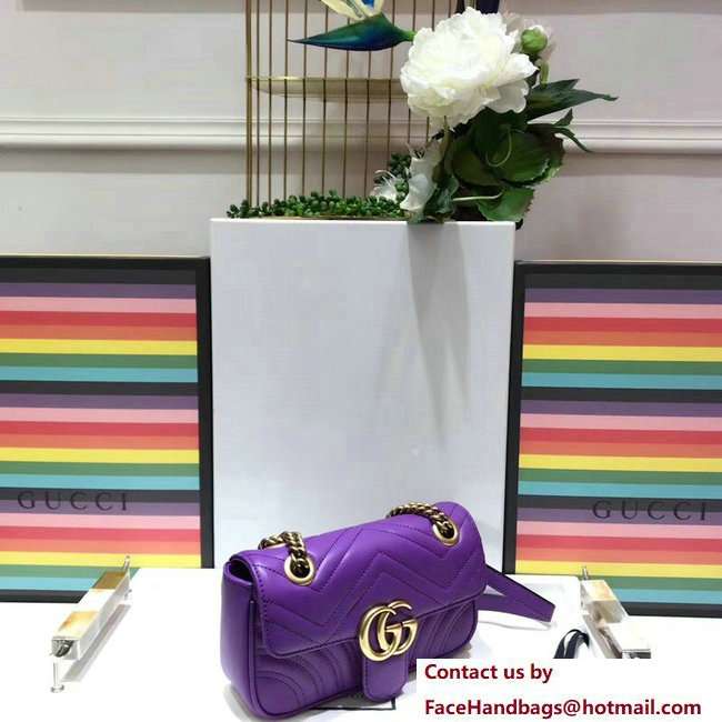 Gucci GG Marmont Matelasse Chevron Mini Chain Shoulder Bag 446744 Purple 2018
