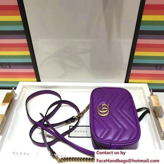Gucci GG Marmont Matelasse Chevron Mini Chain Shoulder Camera Bag 448065 Purple 2018