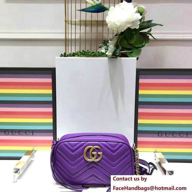 Gucci GG Marmont Matelasse Chevron Shoulder Small Bag 447632 Purple 2018