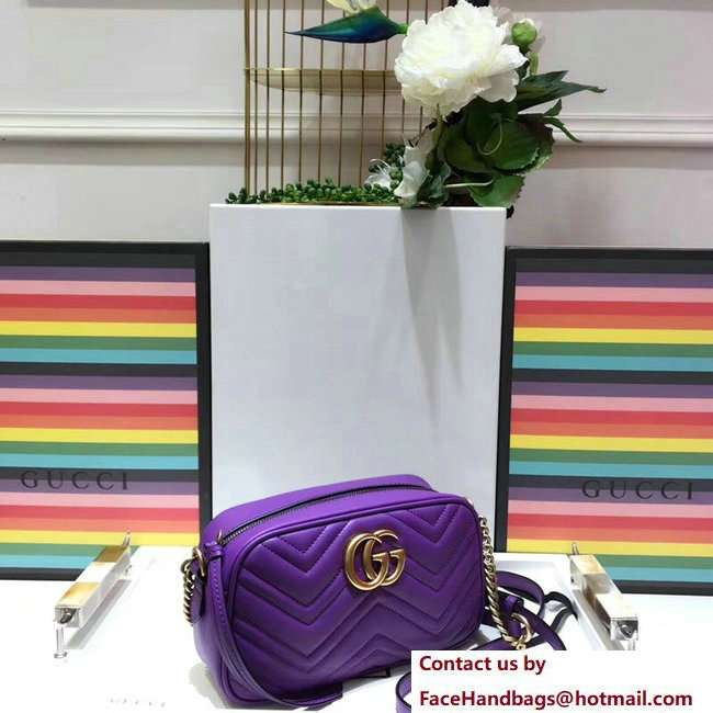 Gucci GG Marmont Matelasse Chevron Shoulder Small Bag 447632 Purple 2018 - Click Image to Close