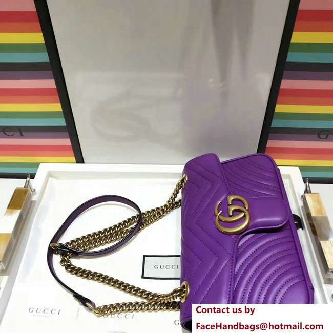 Gucci GG Marmont Matelasse Chevron Small Chain Shoulder Bag 443497 Purple 2018 - Click Image to Close