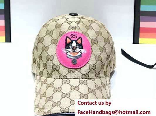 Gucci GG Supreme Boston Terriers Bosco Baseball Hat Fuchsia Patch 2018