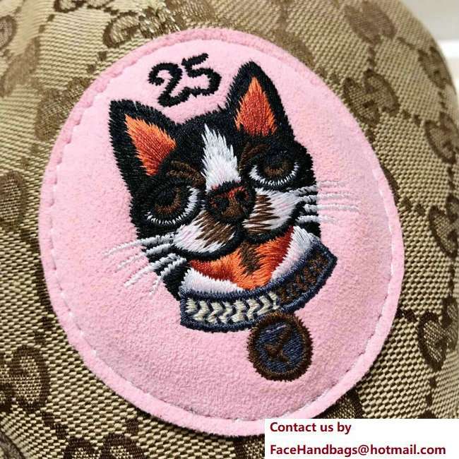 Gucci GG Supreme Boston Terriers Bosco Baseball Hat Pink Patch 2018