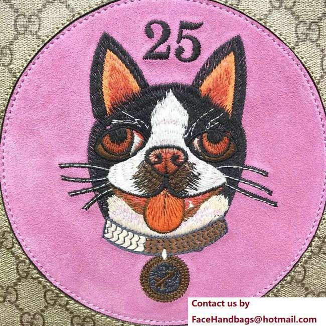Gucci GG Supreme Boston Terriers Bosco Pouch Clutch Bag 506280 Pink Patch 2018 - Click Image to Close