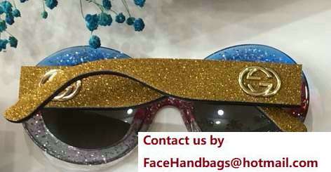 Gucci Glitter Round-frame Sunglasses 06 2018 - Click Image to Close
