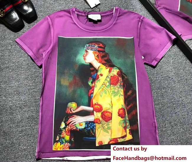 Gucci Ignasi Monreal Digital Painting Print T-shirt 492347 Purple 2018 - Click Image to Close
