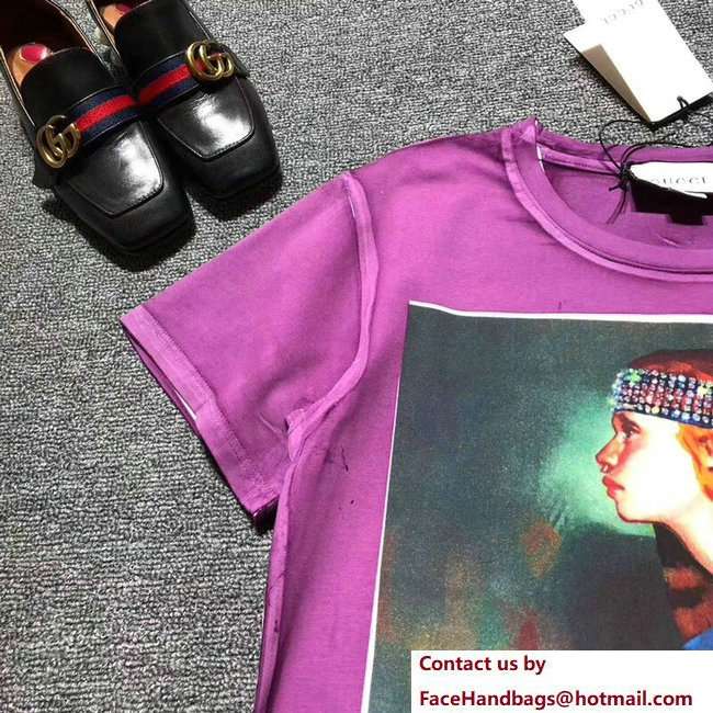 Gucci Ignasi Monreal Digital Painting Print T-shirt 492347 Purple 2018