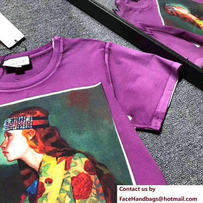 Gucci Ignasi Monreal Digital Painting Print T-shirt 492347 Purple 2018 - Click Image to Close