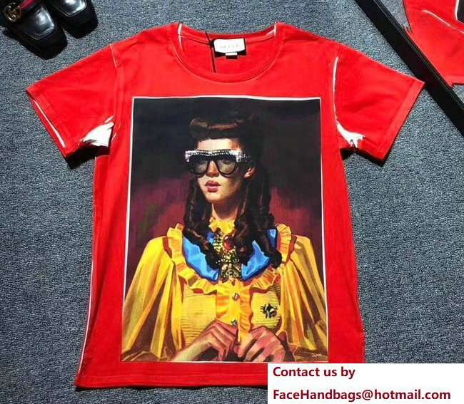 Gucci Ignasi Monreal Digital Painting Print T-shirt 492347 Red 2018 - Click Image to Close