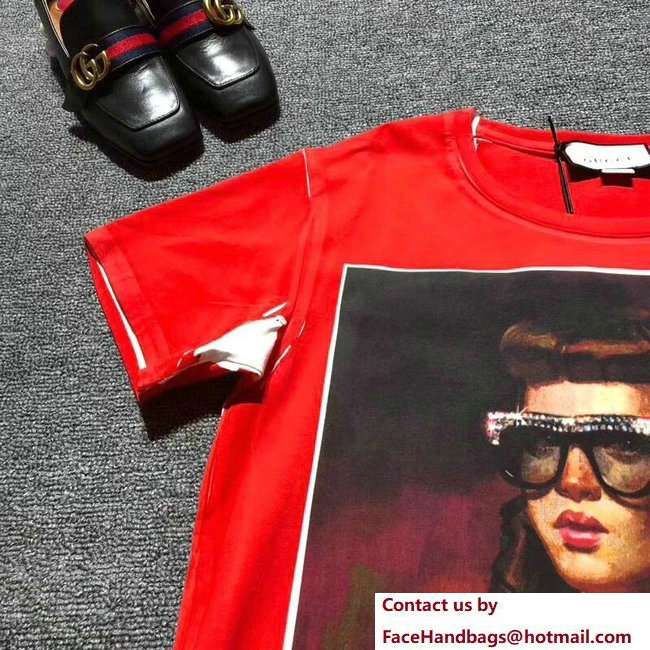Gucci Ignasi Monreal Digital Painting Print T-shirt 492347 Red 2018 - Click Image to Close